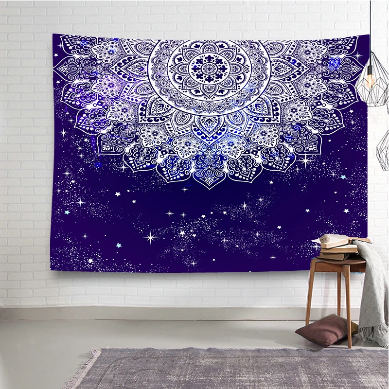 

Bohemia Purple Flower Tapestry Vintage Exotic Summer Mandala Frame for Bedroom Photography Wall Decor
