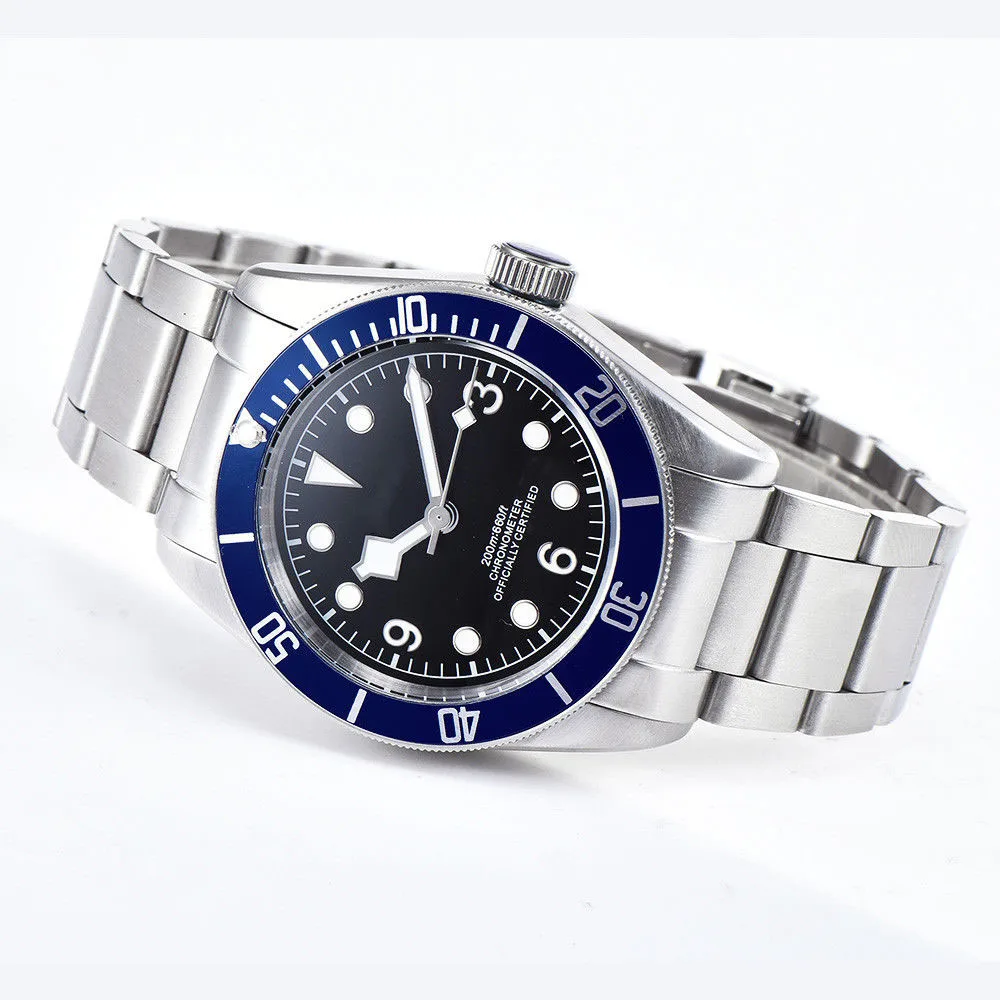 Механические наручные часы corgтеле 41 мм синяя рамка сапфировое стекло