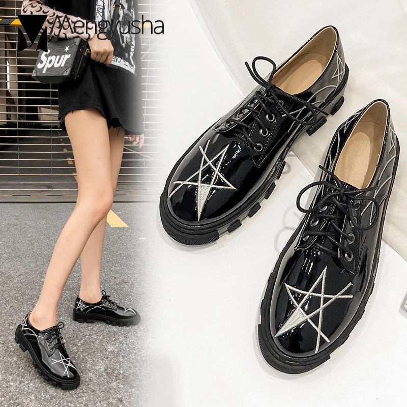 Консервативные студенческие Туфли-оксфорды из лакированной кожи женские броги