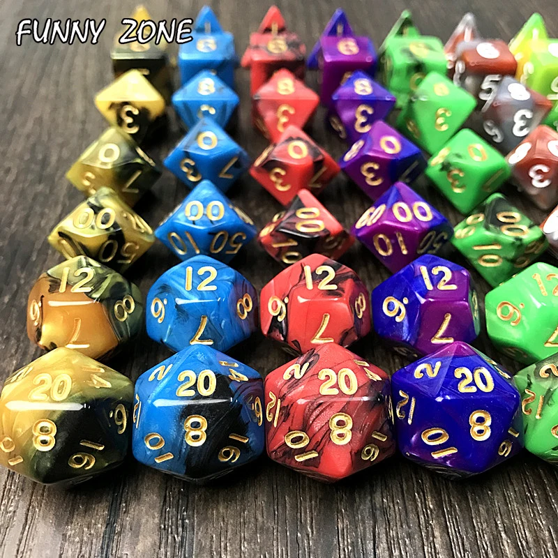 Высокое качество 7 шт. набор двухцветных игральных костей эффект туманности