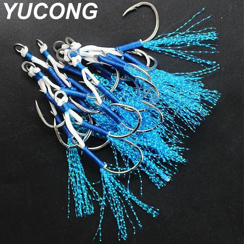

YUCONG 5 пар вспомогательные крючки с бородкой 10 #-20 # Двойные рыболовные крючки для медленного джиггинга двойные рыболовные крючки для рыбалки