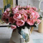 8 головок, искусственный шёлковый пион, букет цветов для дома, свадебное украшение, европейская недорогая ваза для стола, искусственные розы