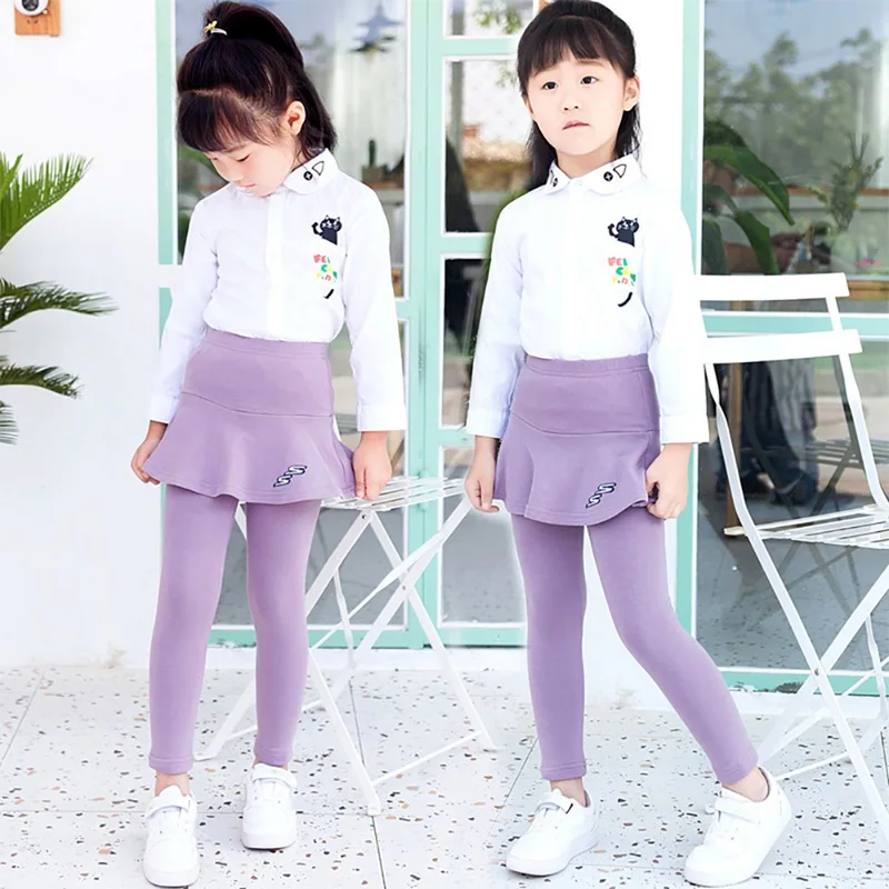 Леггинсы для девочек Юбка-брюки Зимние теплые леггинсы маленьких Детская юбка с