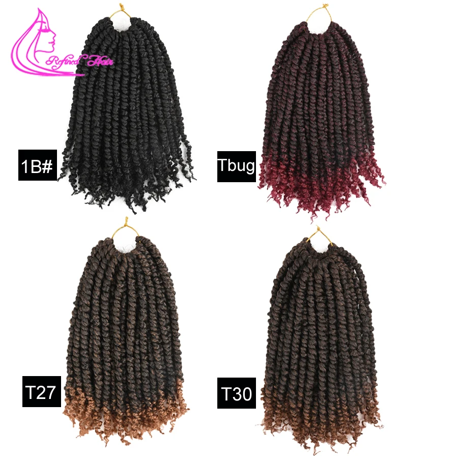 Предварительно скрученные волосы для вязания крючком 12 дюймов косички ручной