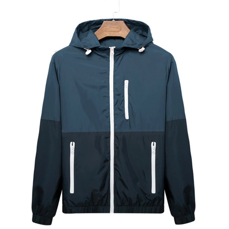 

2019 New Fashion High Quality Sports Coats Men Causal Hooded Jacket Men Thin Windbreaker Zipper Coat Outwear
