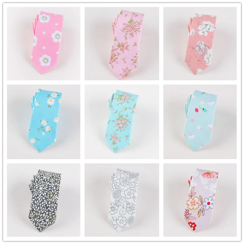 Хлопковый Тонкий цветочный галстук 6 см Подарочный с пейсли рисунком для мужчин и