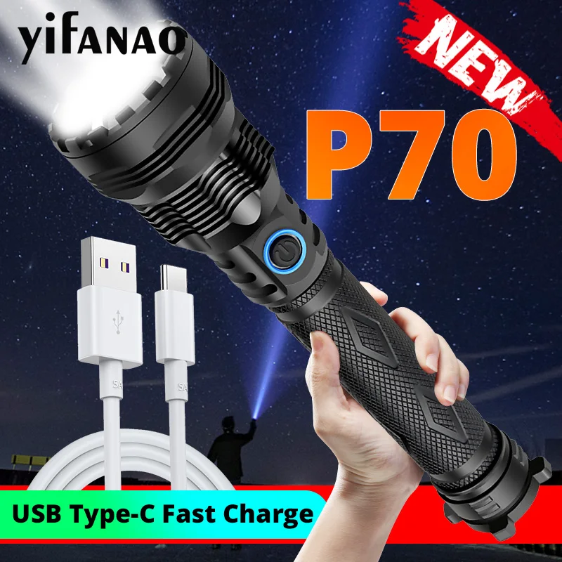 Сверхмощный светодиодный фонарь XHP70.2 Xlamp XHP50, яркий USB фонарь с зумом, 18650, 26650, перезаряжаемый охотничий фонарь, 5 режимов