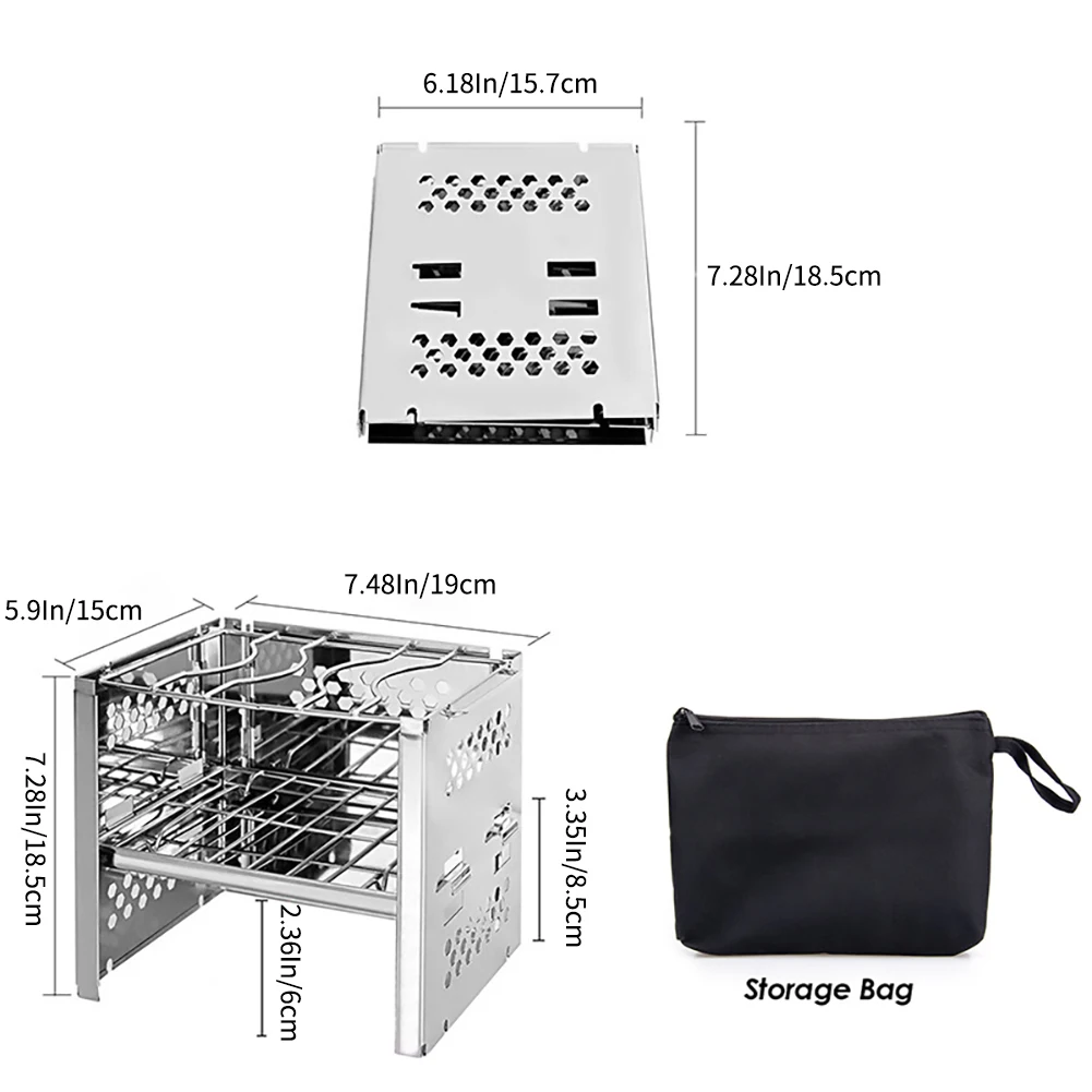 Складной барбекю Настольный гриль Нержавеющая сталь Кемпинг костра Heavy Duty