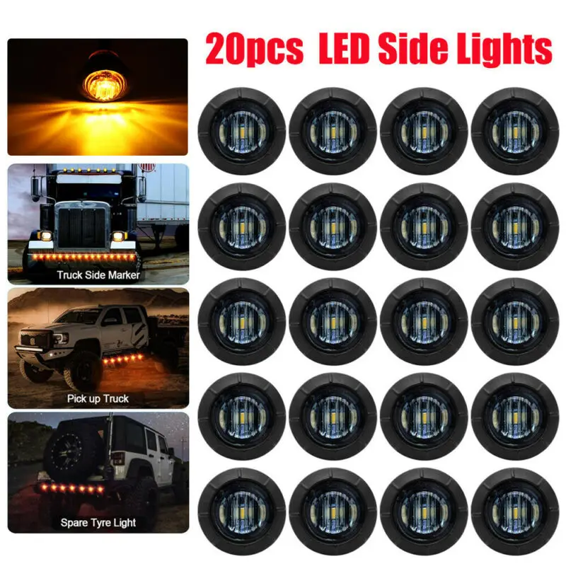 20 штук Копченый 3/4 &quotкруглый светодиодный просвет Боковой габаритный фонарь