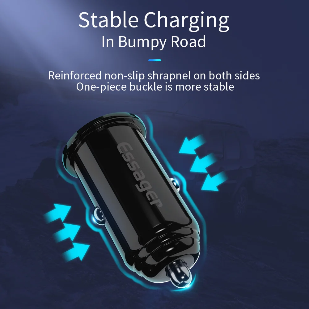essager mini usb car charger quick charge qc 3 0 qc3 0 fast charging car usb charger for xiaomi mi samsung iphone mobile phone free global shipping