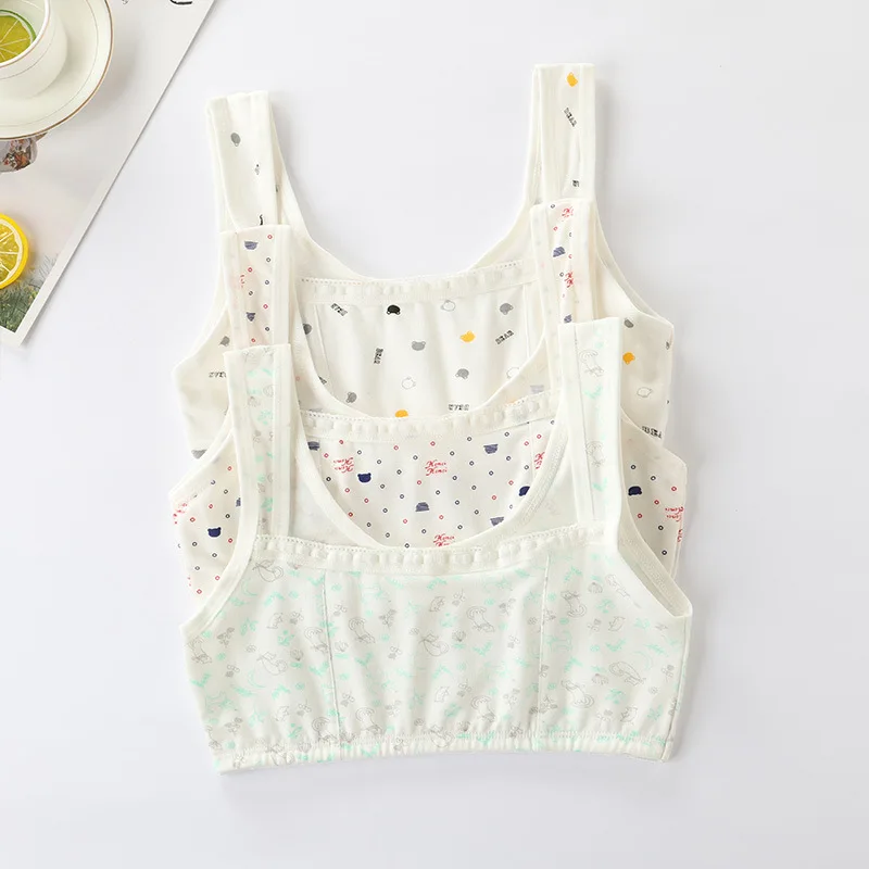 

Puberty Bra Training Girls Kids Cotton Vests Sport Dot Tops Tanks Breathable Teens Students Underwear Bras 8-18 Years old