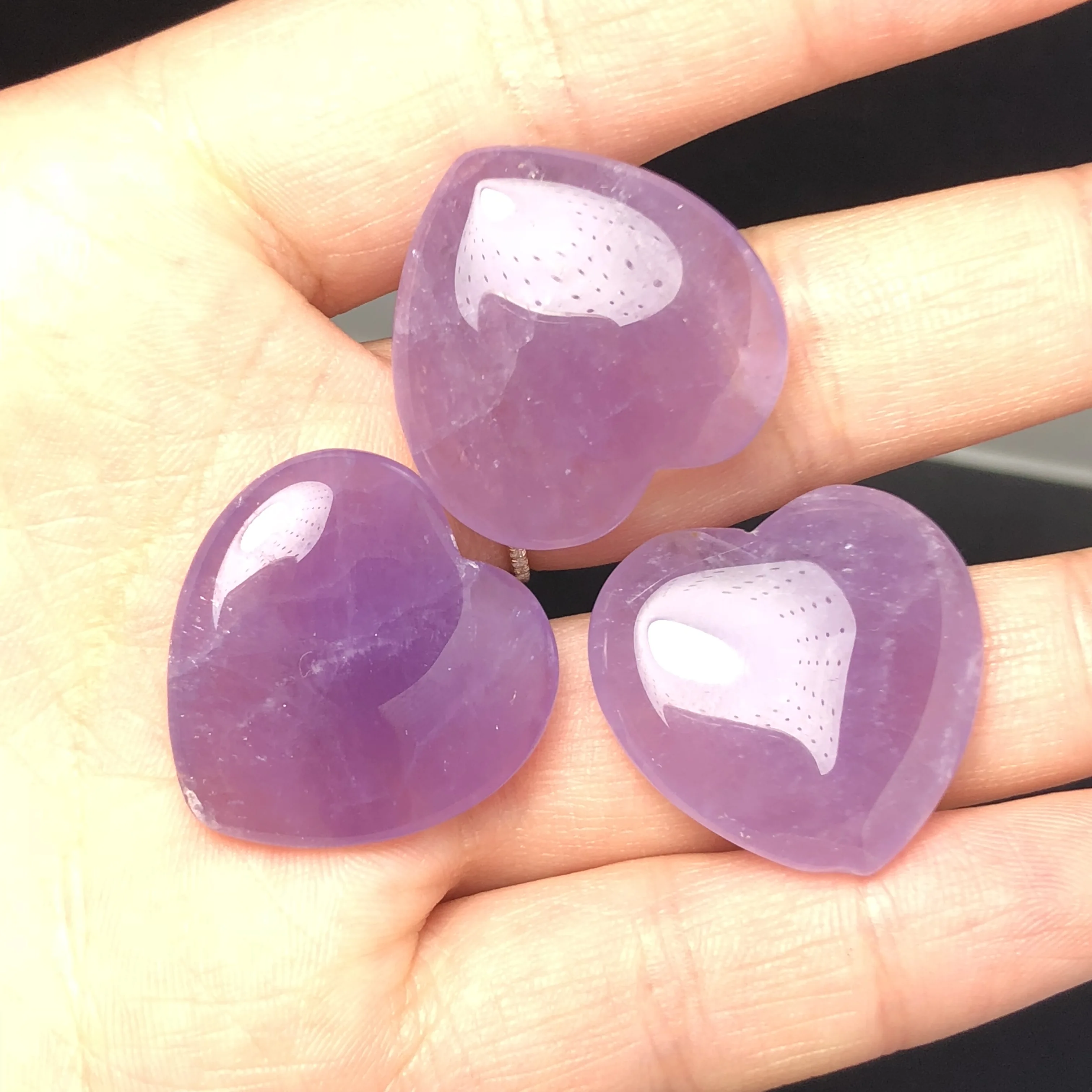 3 шт. натуральный аметист в форме сердца массаж кварцевый кристалл и минерал