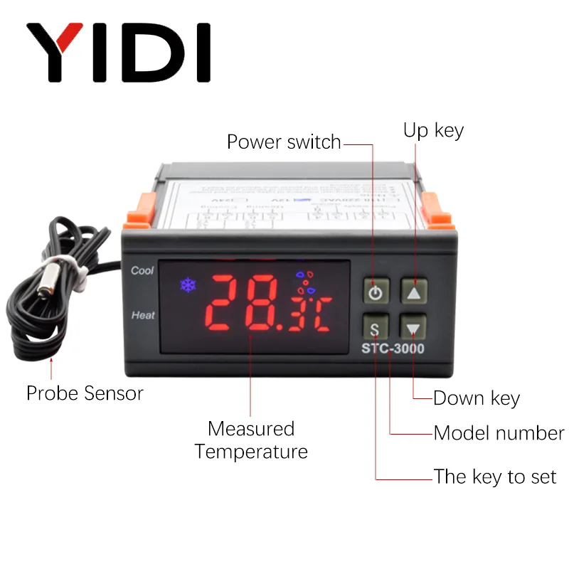 STC 3000 светодиодный цифровой микрокомпьютер Температура контроллер c/'Дисплей