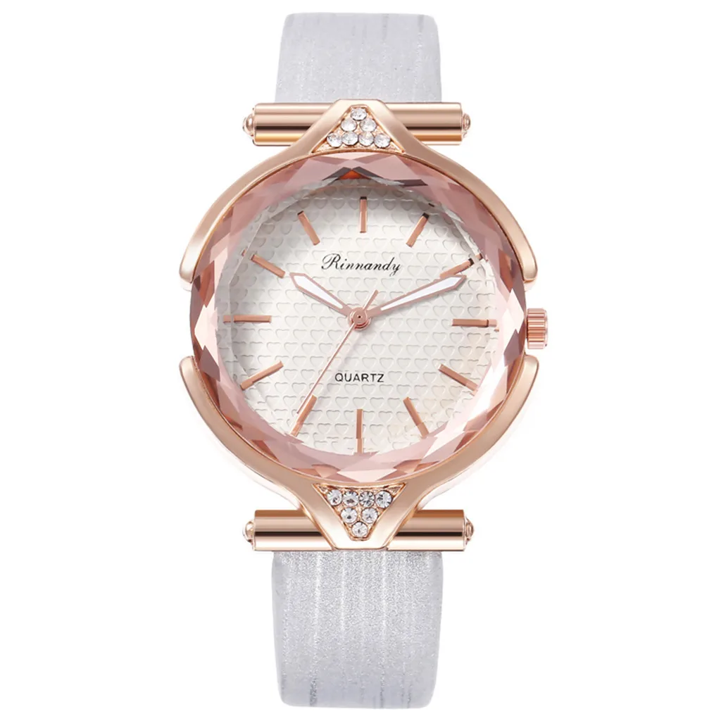 

Ladies Creative Glass Quartz Leather Watch With Women Fashion Diamond Belt Women Stainless Steel Wristwatch Gift Montre Femme