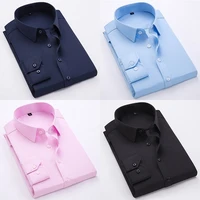 mens dress shirts long sleeve shirt solid color slim fit male social simplel business casual button down shirt