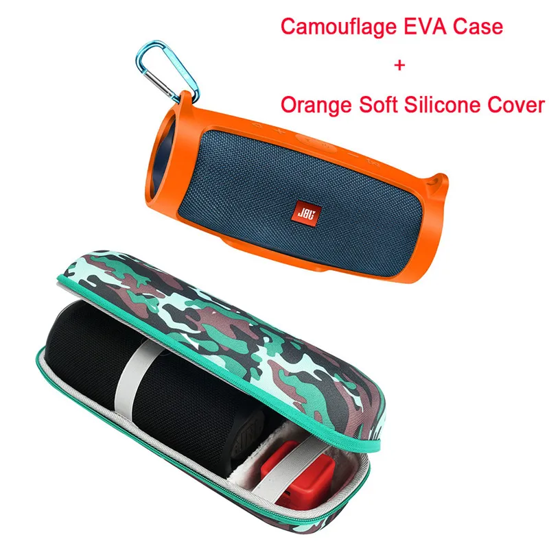 camouflage orange 2 в 1 EVA жесткий чехол для хранения на молнии+ Мягкий силиконовый чехол для JBL Charge 4 Bluetooth динамик для колонки JBL Charge4 - Цвет: camouflage orange
