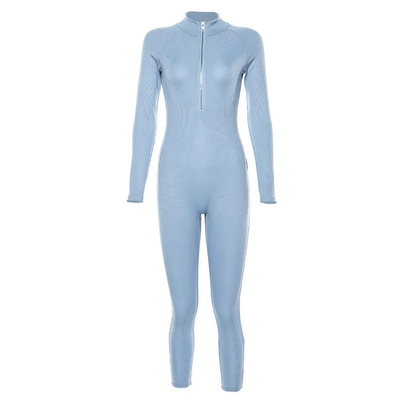 

Sexy V-neck Jumpsuit Solid Autumn Long Sleeve Slim Jumpsuit Women High Waist Bandage Club Bodycon Female Rompers