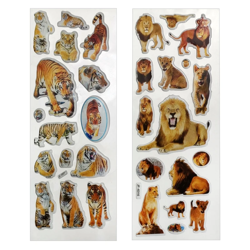 10 hojas 3D animales pegatinas juguetes para los ni&ntilde;os en los recortes del ordenador port&aacute;til del tel&eacute;fono regalos animales Panda le&oacute;n Tigre pegatina-2