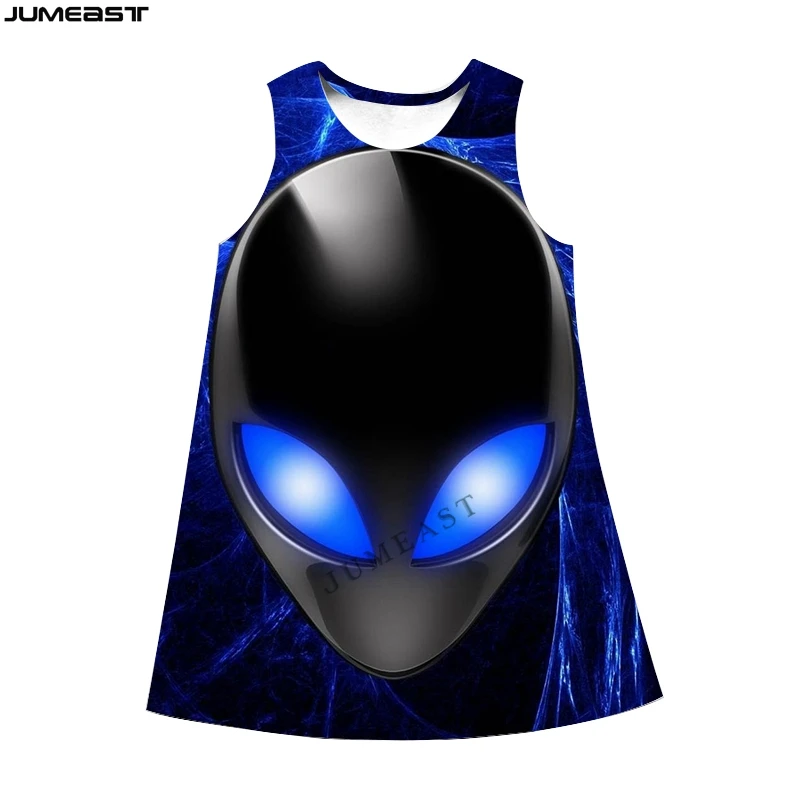 

Jumeast Brand Women 3D Printed Dresses Hip Hop Alien UFO Summer Fashion Sleeveless Dress Suspender Nightdress