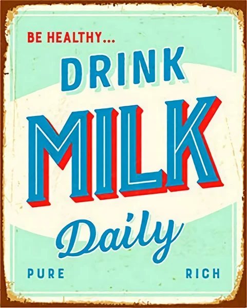 

Vintage New Metal Poster Drink Milk Daily Rust Metal Tin Sign 8x12 Inch Retro Art House Cafe Shop Bar Restaurant Garage