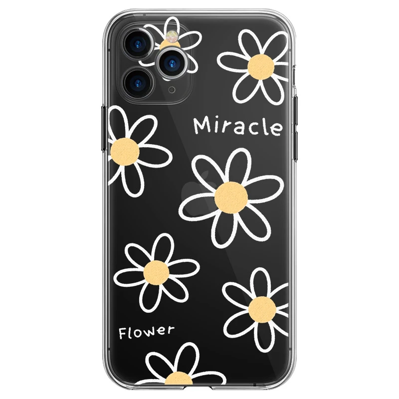 

Clear Phone Case For Iphone 11 12 Pro Ultra Thin Flower Transparent For Iphone X XR XS Max 7 8 Silicone Soft Shell