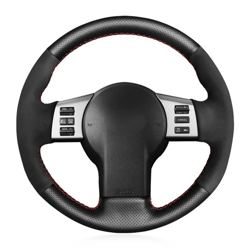 

DIY Hand-Stitched Black Genuine Leather Suede Car Steering Wheel Cover For Infiniti FX FX35 FX45 2003-2008 Nissan 350Z 2002-2009