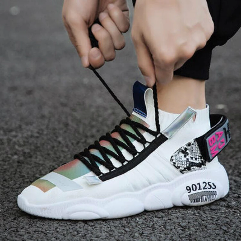 Кроссовки мужские сетчатые на шнуровке Повседневные Легкие сникерсы с массивным