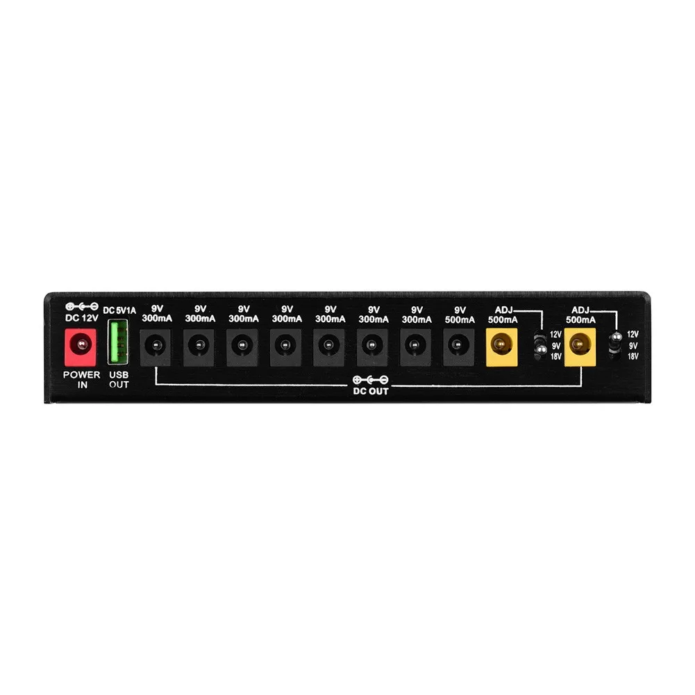 

10-channel Isolated Output Guitar Effect Pedal Power Supply Station For 9/12/18V Power Adapter US/UK/AU/EU Plug Basses Parts