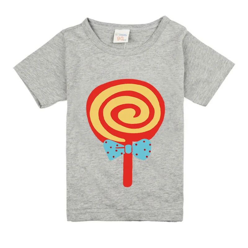 

T Shirt Cartoon Baby Kids Boys Girls Children Cotton Short Sleeves Summer Clothing Colorful lollipop Print Tee kids Toddler
