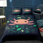 Симпатичное одеяло с животными Axolotl, чехол для подушки, чехол, 3 предмета, одеяло, Комплект постельного белья с подушкой, чехол с одним двойным пододеяльником