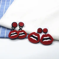 european and american fashion sexy red lips wild personality punk exaggerated acrylic lips earrings ear clips women jewelry gift