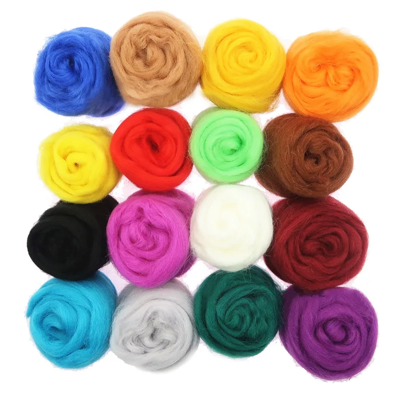 

Wool Fibre Flower Animal Wool Felting Handmade Spinning DIY Craft Materials Tool Felt Christmas for Needle Felting Craft