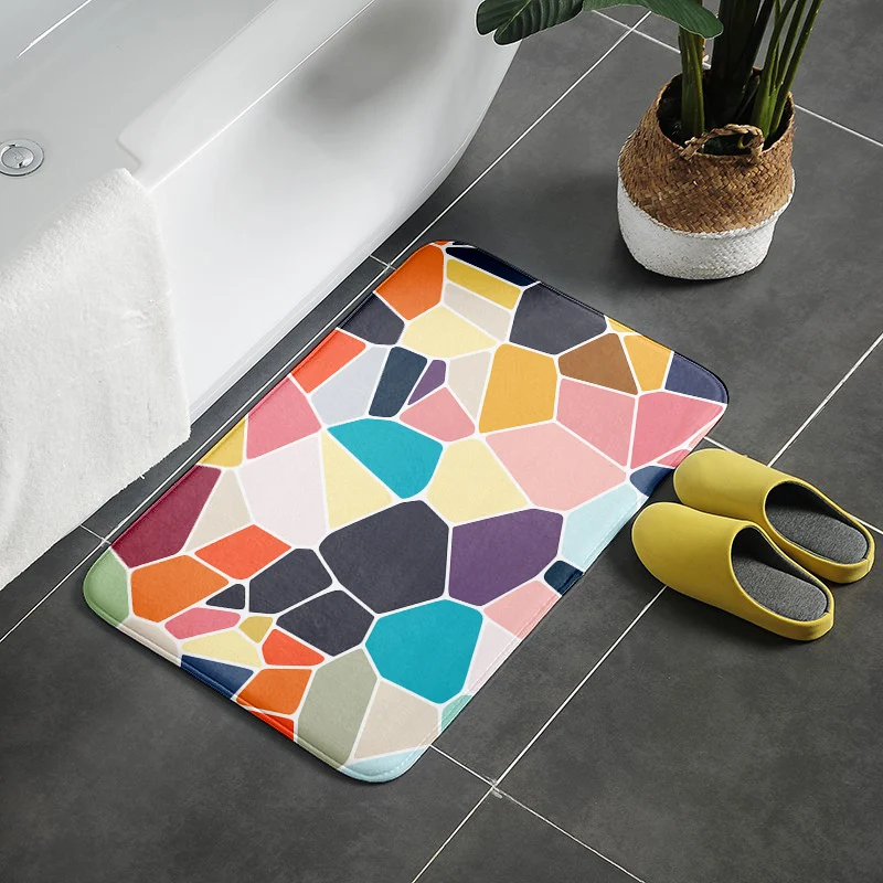 

Необычный Красочный геометрический напольный Противоскользящий ковер для ванной комнаты, гостиной, спальни