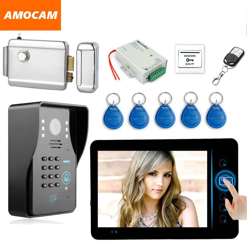 

7" Wireless Video Door Phone Doorbell Intercom Kit with Electronic Lock password/ID Card /Wireless Remote/ Exit Button for home