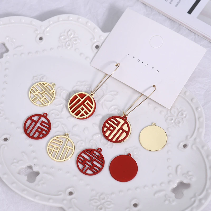 

10Pcs Alloy Metal Chinese Style Spray Paint Charms Pendant For DIY Earrings Necklace Jewelry Findings Making Accessories