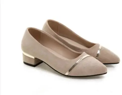 

2020 Women's shoes in Spring and Autumn with New style fashion Middle heel Coarse heel pointed end Suede