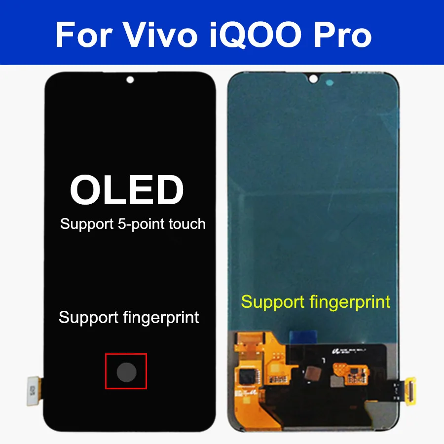 Pantalla t&aacute;ctil OLED de 6,41 "para vivo iQOO Pro, montaje de digitalizador, compatible con huella dactilar-0