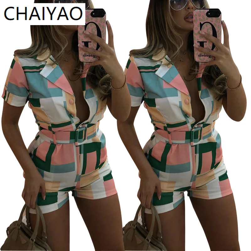 

19YZ1280 оптовая продажа в партии Летний Облегающий комбинезон женский боди геометрический Графический домашний модный Капри женская одежда ж...