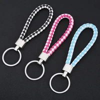 20 colors diy woven rope keychain simple multiuse leather braided car bag waist wallet pendant strap ring