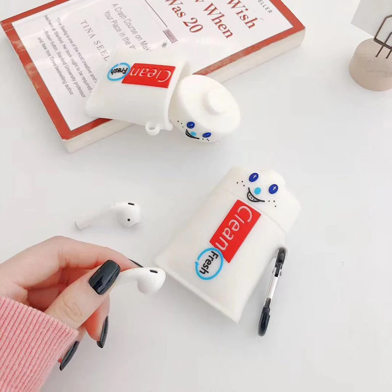 3D забавная Милая зубная паста ударопрочный наушник Чехлы для Apple Airpods 1/2 прекрасный силиконовый защитный чехол для наушников Аксессуары