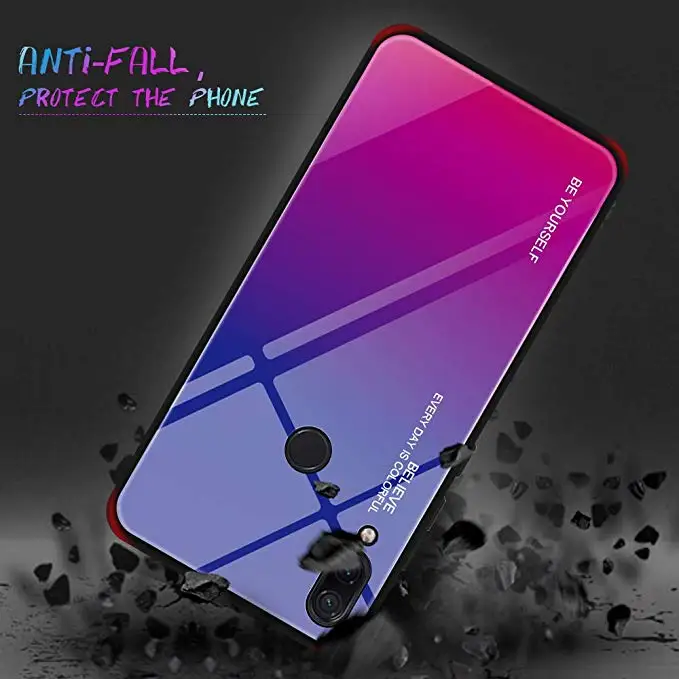 Модный чехол из закаленного стекла с градиентом цвета для Xiaomi Redmi Note 8 Pro 7 6 5 7A