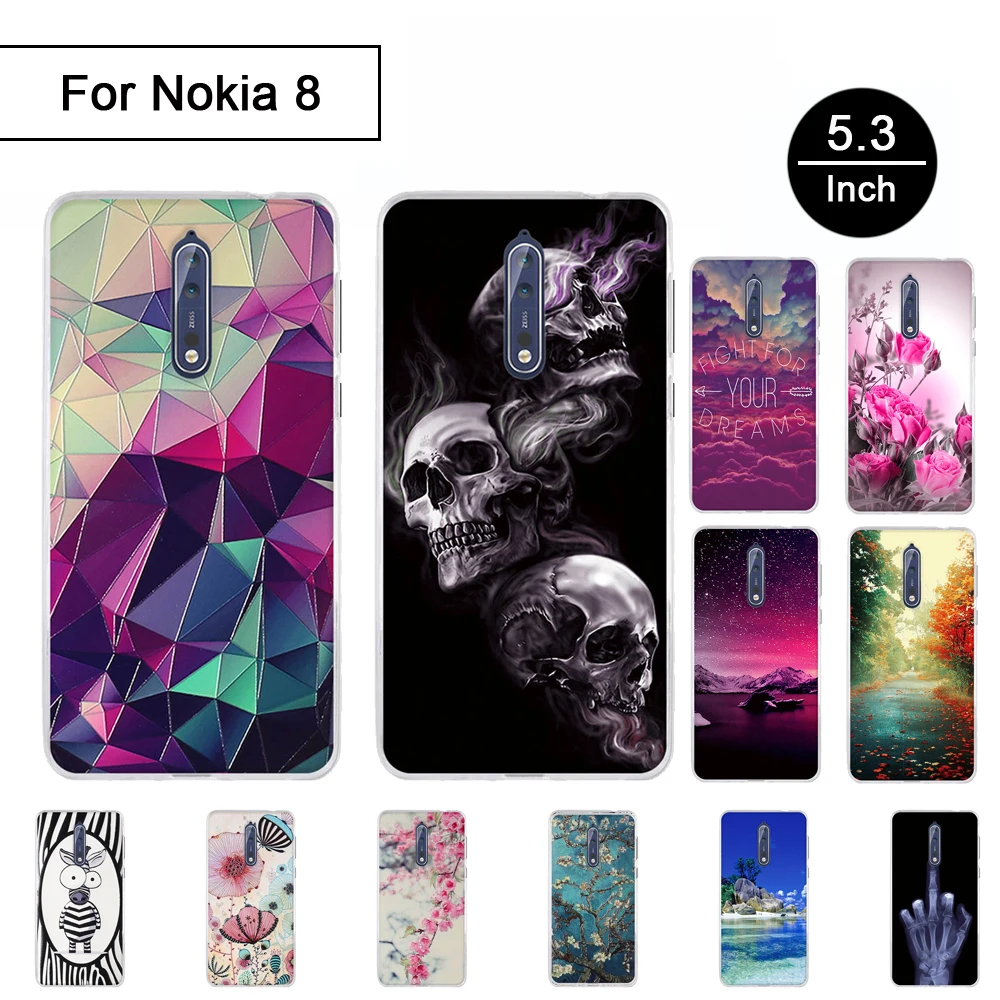 3D стерео ТПУ чехол для Nokia 8 5 3 дюйма рельефный окрашенный узор задняя защита