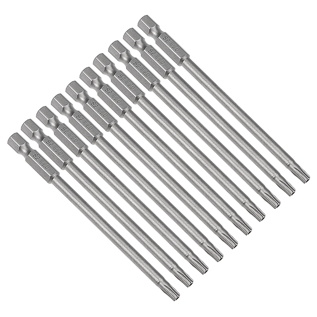 

uxcell 10 Pcs 1/4" Hex Shank T20 Magnetic Security Torx Screwdriver Bits 100mm Length