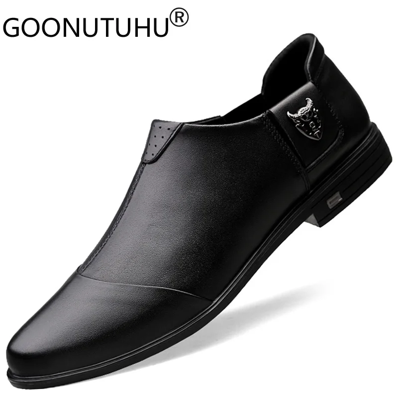 Туфли мужские из натуральной коровьей кожи повседневные лоферы без застежки