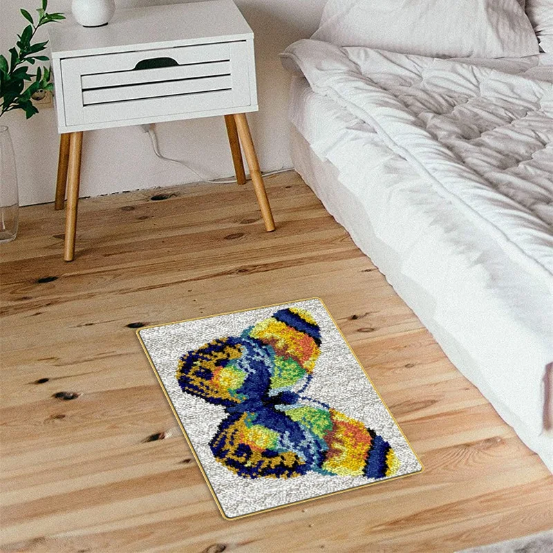 Latch Hook Kit DIY Crochet Yarn Kits 20.4 X 14.9 Inch Butterfly Rug Making Crafts For Kids Adults And Beginners Gift | Дом и сад