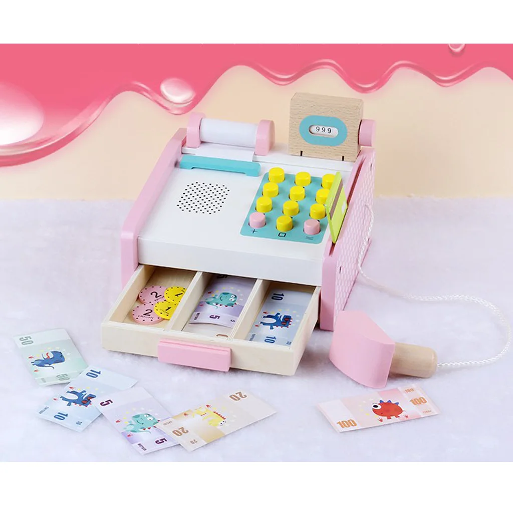 

Wooden Simulated Cash Register Shape Toy Numeral Cognitive Baby Early Gifts
