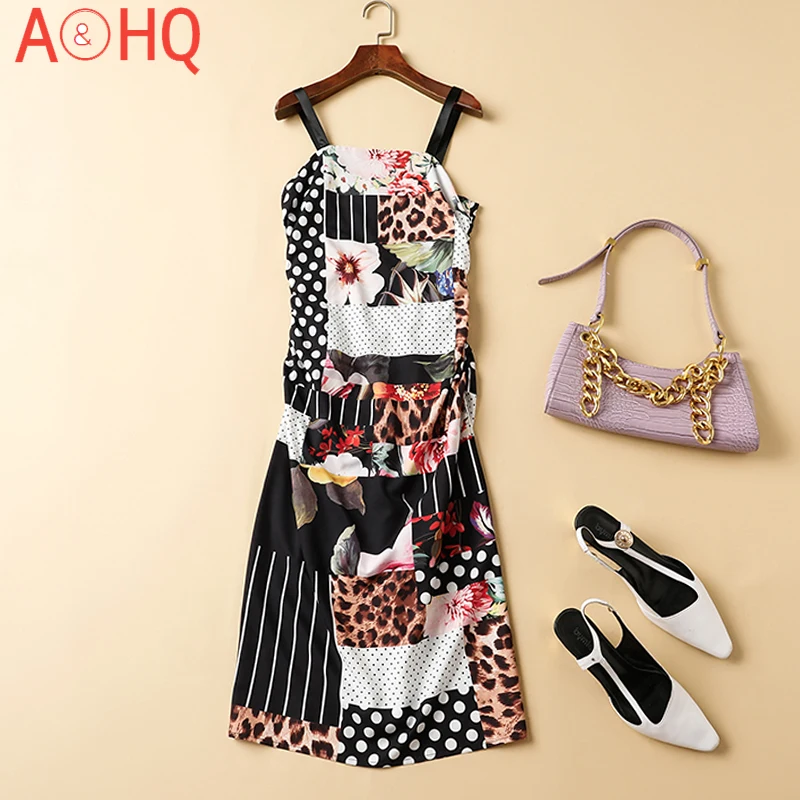 

Fashion Designer 2021 Summer Runway New Women'S Bohemian Holiday Party Fashion Casual Gorgeous Print patchwork Sling Slim Dress