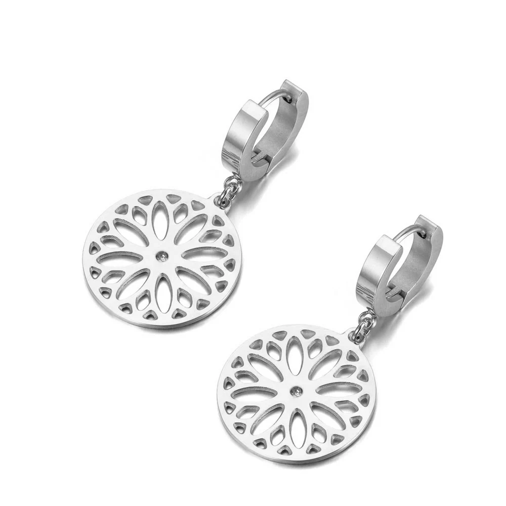 Серьги кольца Lokaer из нержавеющей стали с фианитами женские ажурные ювелирные