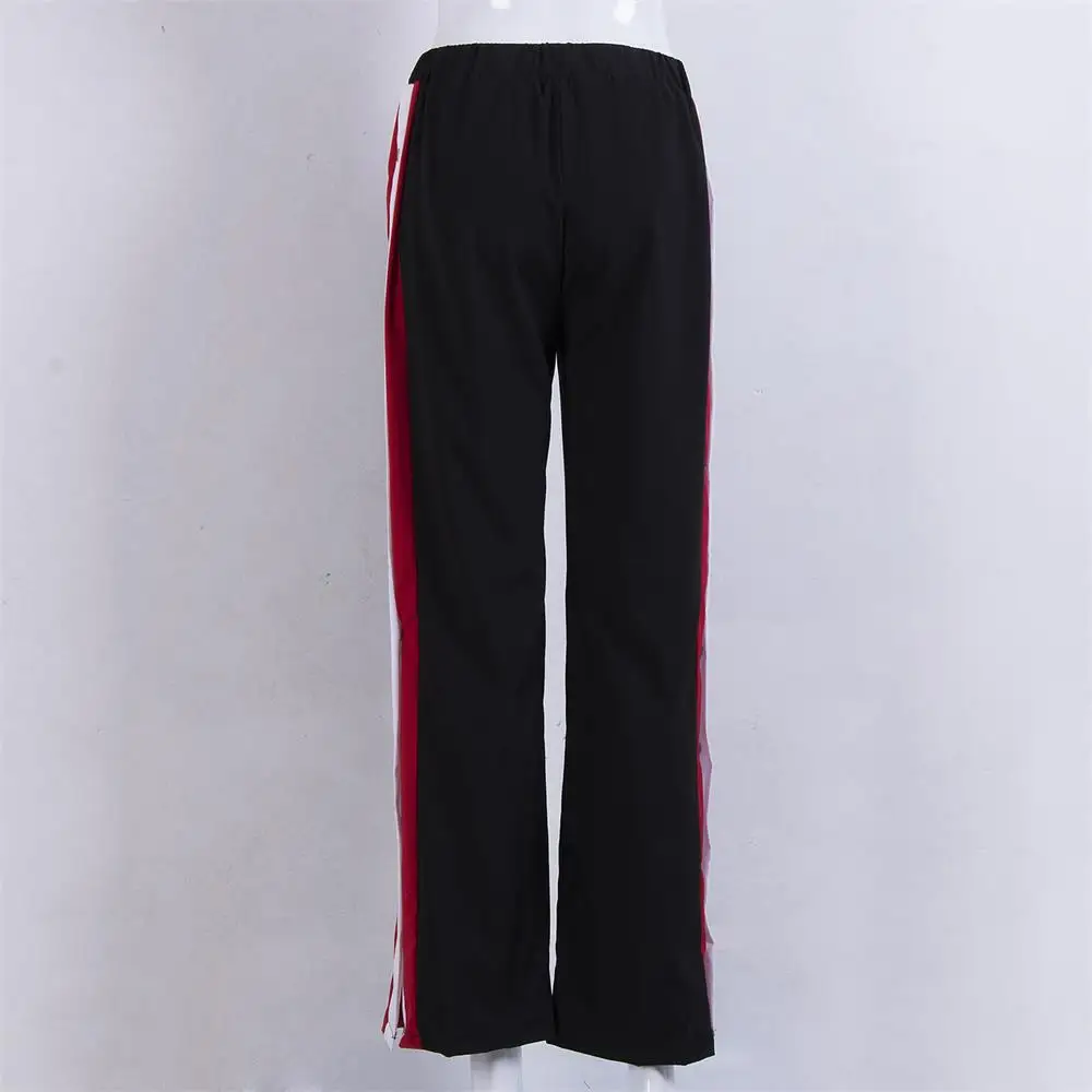 Брюки женские с разрезом и боковыми пуговицами Модные Длинные повседневные