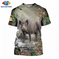 3d print harajuku hunting t shirt fashion mens t shirt women animal wild boar tee boys funny short sleeve rock hip hop clothing